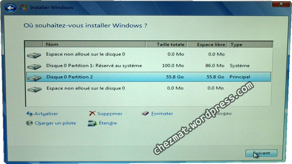 installation windows 7 SSD